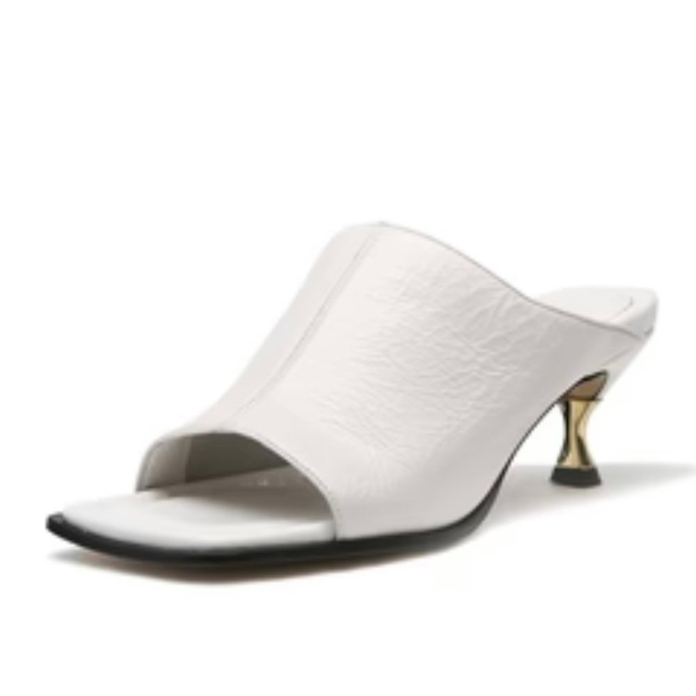 mules shoes. White heel Slippers size: 7.5
